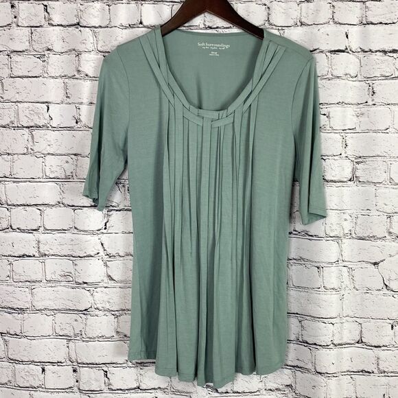 Soft Surroundings Lattice Pintuck Pleated Top XS - Picture 2 of 9